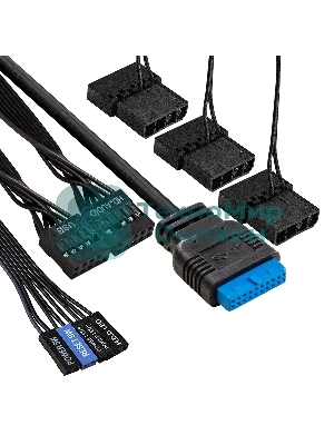 Компьютерный корпус Miditower ExeGate EVO-5001A-600NPX (ATX, БП 600NPX с вент. 12 см, 2хUSB+1хUSB 3.0+HD Audio, черный, 3 вент.12см с RGb подсветкой, боковая панель - закаленное стекло)