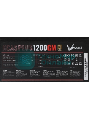 Блок питания Aerocool/Formula KCAS PLUS 1200GM V2, 1200Вт, 80 PLUS Gold, модульный, 140мм, черный