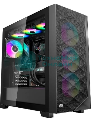 Компьютерный корпус PCCooler C3D510 BK ARGb, Tempered Glass Full Tower, Black, TG, 0.7 SPCC, 3x120мм ARGb E-ATX, ATX, mATX, mITX 170/390/410мм 2x2.5