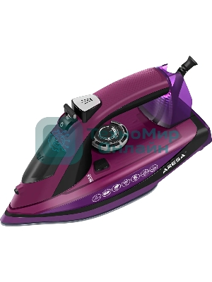 Утюг Aresa AR-3126 фиолетовый, 2850 Вт, 45 г/мин, 145 г/мин, 200 мл
