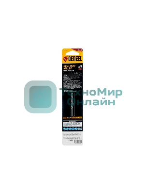 Сверло спиральное по металлу Denzel 9 x 125мм, Р6М5, Golden Tip, многогранная заточка