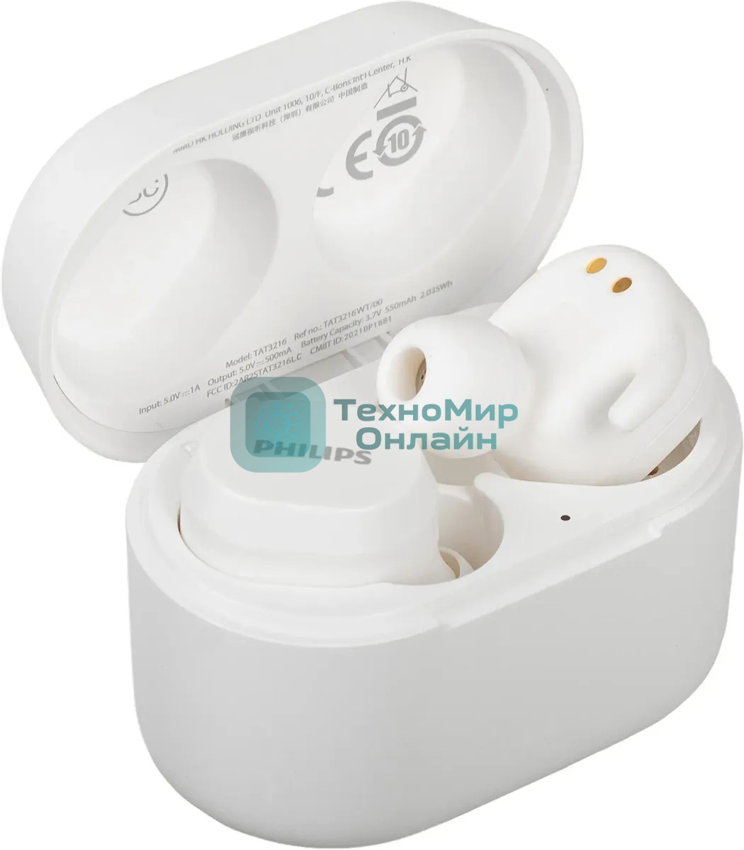 Наушники TWS Philips TAT3216WT/00 белый, внутриканальные, Bluetooth