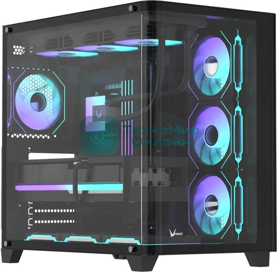 Компьютерный корпус AeroCool/Formula Crystal U2 Floe черный без БП ATX 1xUSB 2.0 1xUSB 3.0 1xUSB3.1 audio bott PSU