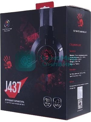 Гарнитура Bloody J437 чёрный, проводная, подсветка