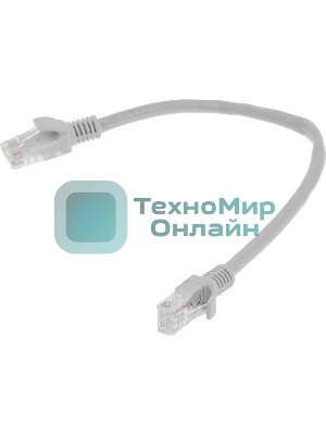 Патч-корд Premier PP6U-0.25M 10000Гбит/с UTP 4 пары cat.6 CCA molded 0.25м серый RJ-45 (m)-RJ-45 (m)