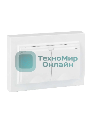 Розетка EKF ERR16-129-200-44 Минск 2-м СП 16А IP44 с заземлением, с защитными шторками, с крышкой, белая