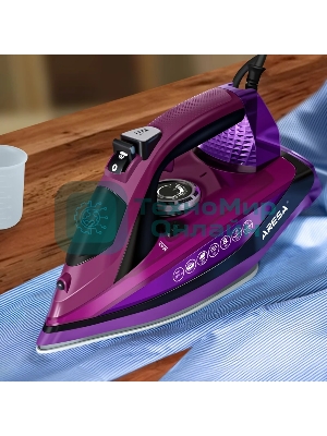 Утюг Aresa AR-3126 фиолетовый, 2850 Вт, 45 г/мин, 145 г/мин, 200 мл