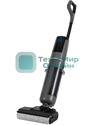 Пылесос вертикальный моющий Hyundai HYV-S01AQUA серый/черный, питание от аккумулятора, 75 Вт, уборка влажная/сбор жидкости/сухая, пылесборник 0.58 л