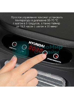 Сушка для фруктов и овощей Hyundai HYFD-P1203 12под. 500 Вт, черный