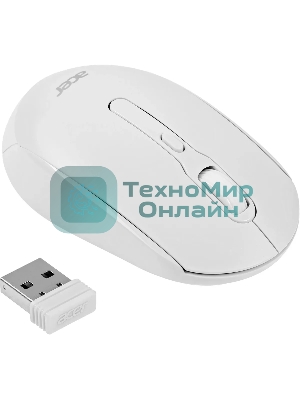 Мышь беспроводная Acer OMR308 белый, 1600 dpi, радиоканал, Bluetooth, USB, кнопки - 4