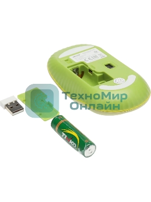 Мышь беспроводная Acer OMR205 зеленый/желтый, 1200 dpi, радиоканал, USB, кнопки - 3