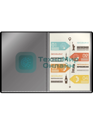 Папка с 10 прозрачными вкладками Silwerhof Eco A4, пластик, 0.5мм, черный