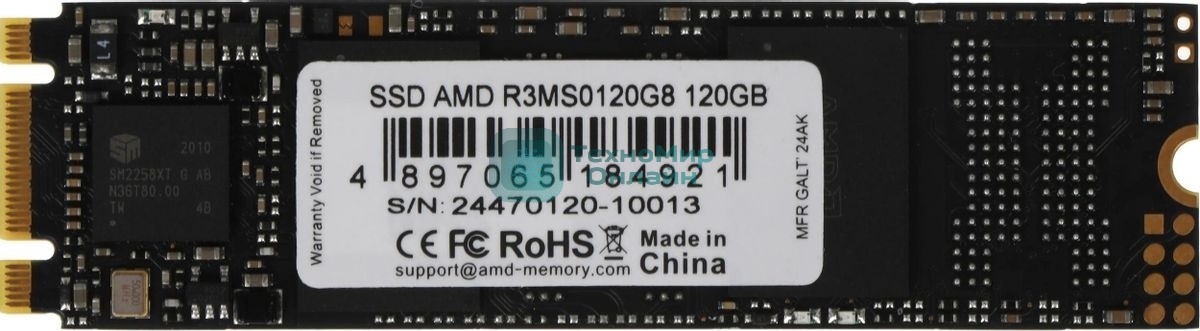 Накопитель SSD AMD Radeon R3MS0120G8, 120Gb, M.2 2280, SATA, R/W 520/450