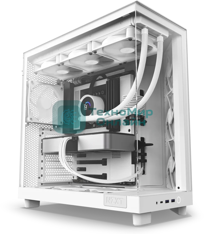 Компьютерный корпус без блока питания Case NZXT H6 Flow, Midi-Tower, TG, 3x120мм, 2xUSB-A 3.2 + 1xUSB-C 3.2, ATX, mATX, mITX белый