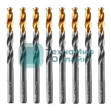 Сверло по металлу Denzel 7,5 мм, HSS-Tin, Golden Tip, 8 шт.