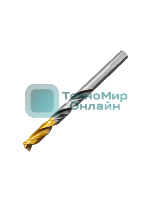 Сверло спиральное по металлу Denzel 9 x 125мм, Р6М5, Golden Tip, многогранная заточка