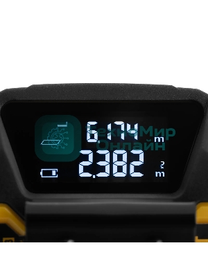 Лазерный дальномер с рулеткой Denzel LT-40, 5м x 19 мм, дальномер 40м, автомат. фиксация
