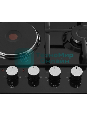 Комбинированная варочная панель Maunfeld EEHE.64.5EB/KG, 4 конфорки, эмалированная сталь, черный