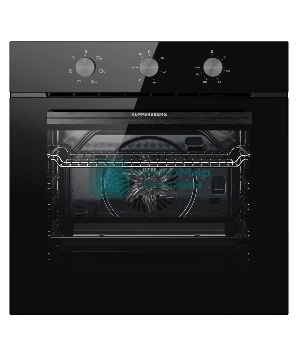 Духовой шкаф Kuppersberg HO 603 Black line, High-Tech, 78 л, поворотное управление, таймер, 6 режимов, макс. температура 310 градусов, цвет черный, цвет фурнитуры черный