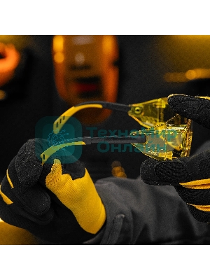 Очки защитные открытые Denzel поликарбонатные, увеличенная желтая линза, регулируемые дужки