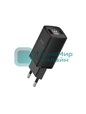 Сетевое зарядное устройство Maxvi A402PD LED 33W, 1xUSB-A, 1xUSB-C, черный
