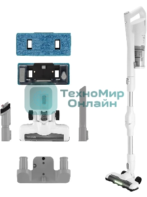 Пылесос вертикальный Coolfort CF-3004 белый, питание от аккумулятора, 150 Вт, уборка сухая, пылесборник 0,5 л, работа от АКБ max 30 мин.