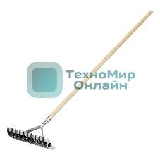 Грабли Palisad BASE двусторонние аэраторные, стальные, зубъя 11/21шт, 340 мм, деревянный черенок