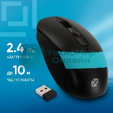 Мышь беспроводная Oklick 310MW черный/синий, 3200 dpi, радиоканал, USB, кнопки - 4