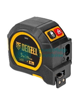 Лазерный дальномер с рулеткой Denzel LT-40, 5м x 19 мм, дальномер 40м, автомат. фиксация