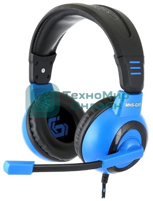 Игровая гарнитура Gembird MHS-G50 Survarium черный/синий, охватывающие, гибкий микрофон, кабель 2.4 м