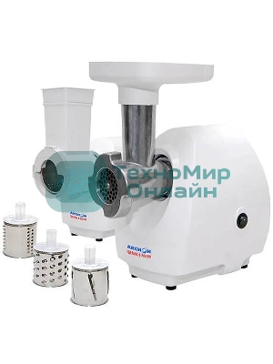 Мясорубка электрическая Аксион М25.03 белый, 1500 Вт, 1.7 кг/мин, защита от перегрузки, насадки - 5