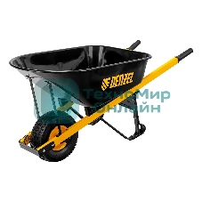 Тачка строительная Denzel усиленная, объем 140 л, 230 кг, колесо 15х6.00-6