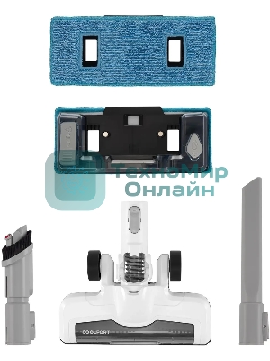 Пылесос вертикальный Coolfort CF-3004 белый, питание от аккумулятора, 150 Вт, уборка сухая, пылесборник 0,5 л, работа от АКБ max 30 мин.