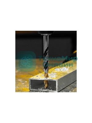 Сверло спиральное по металлу Denzel 10 x 133мм, Р6М5, Golden Tip, многогранная заточка