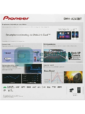 Автомагнитола Pioneer DMH-A245BT, 2 DIN, 6.2