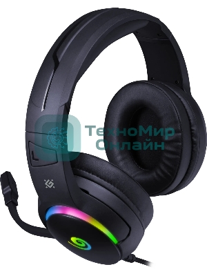 Гарнитура Defender Debor чёрный, проводная, USB, подсветка