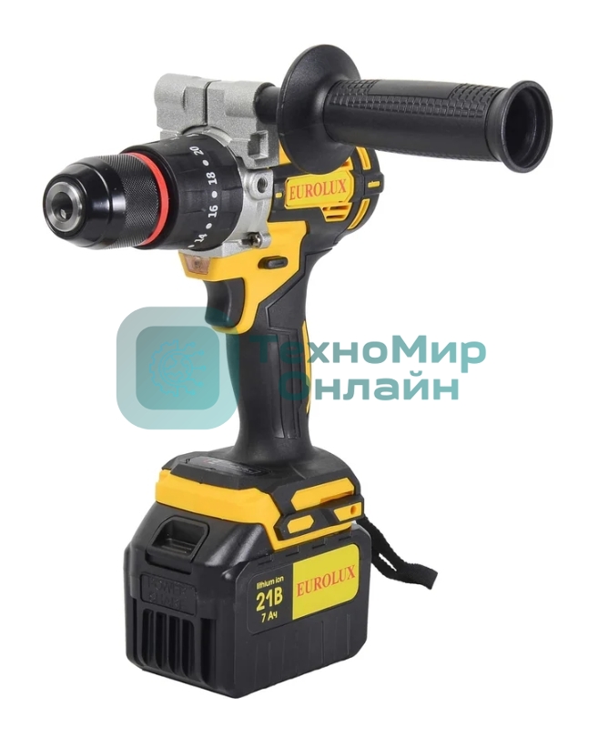 Дрель-шуруповерт Eurolux ДА-21/2Li, 20 В, 3 Ач, 55 Нм, бесщеточный