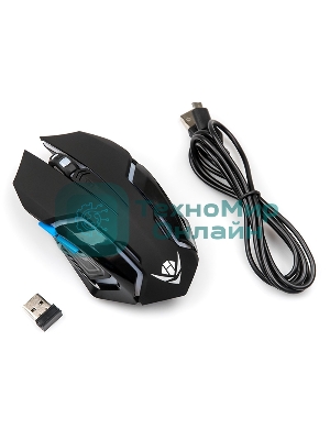 Мышь беспроводная Nakatomi MROG-20UR черный, 2400 dpi, радиоканал, USB, кнопки - 6