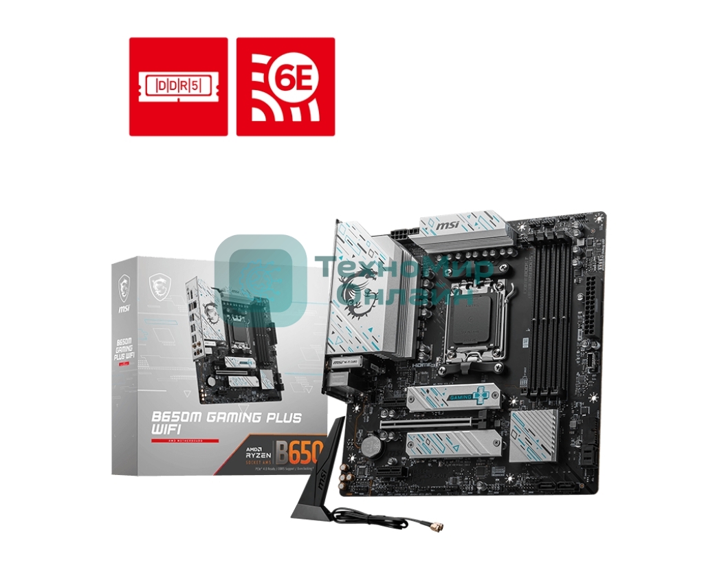 Материнская плата MSI B650M GAMING PLUS WIFI, AM5, AMD B650, 4xDDR5, 4xSATA, 2xM.2, 1xPCI-E 4.0 x16, 2xPCI-E x1, 1xHDMI, 1xDP, 1x 2.5Gb LAN, 4xUSB-A 3.2 Gen 1, 3xUSB-A 3.2 Gen 2, 1xUSB-C 3.2 Gen 2, 3x3.5 мм, 7.1, Micro-ATX