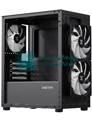 Компьютерный корпус XASTRA A303M 3FRGb Black mATX/Mesh/ tempered glass/2x140мм + 1x120мм FRGb fans/ A303M-2FC14F-1FC12F