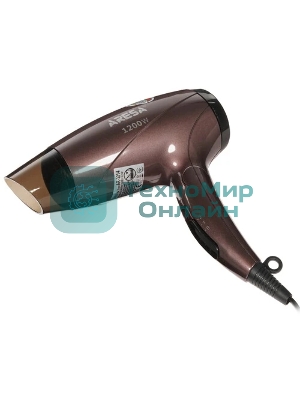 Фен ARESA AR-3214 коричневый/черный, 1250 Вт, компактный