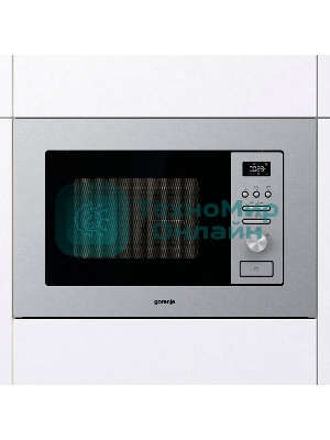Встраиваемая микроволновая печь Gorenje BM201AG1X нержавеющая сталь, 20 л, 800 Вт, переключатели - поворотный механизм/кнопки