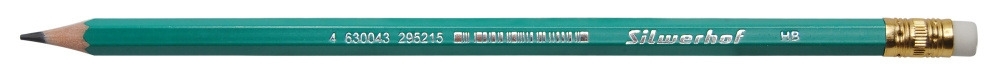 Карандаш чернографитный Silwerhof Favorit 120635-00 2.2мм HB, шестигранный, пластик зеленый, коробка с европодвесом ластик