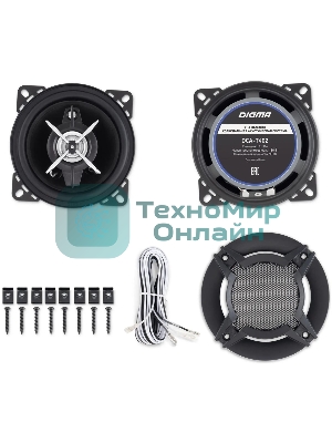 Колонки автомобильные Digma DCA-T402 180Вт 86дБ 4Ом 10см (4дюйм) (ком.:2кол.) коаксиальные двухполосные