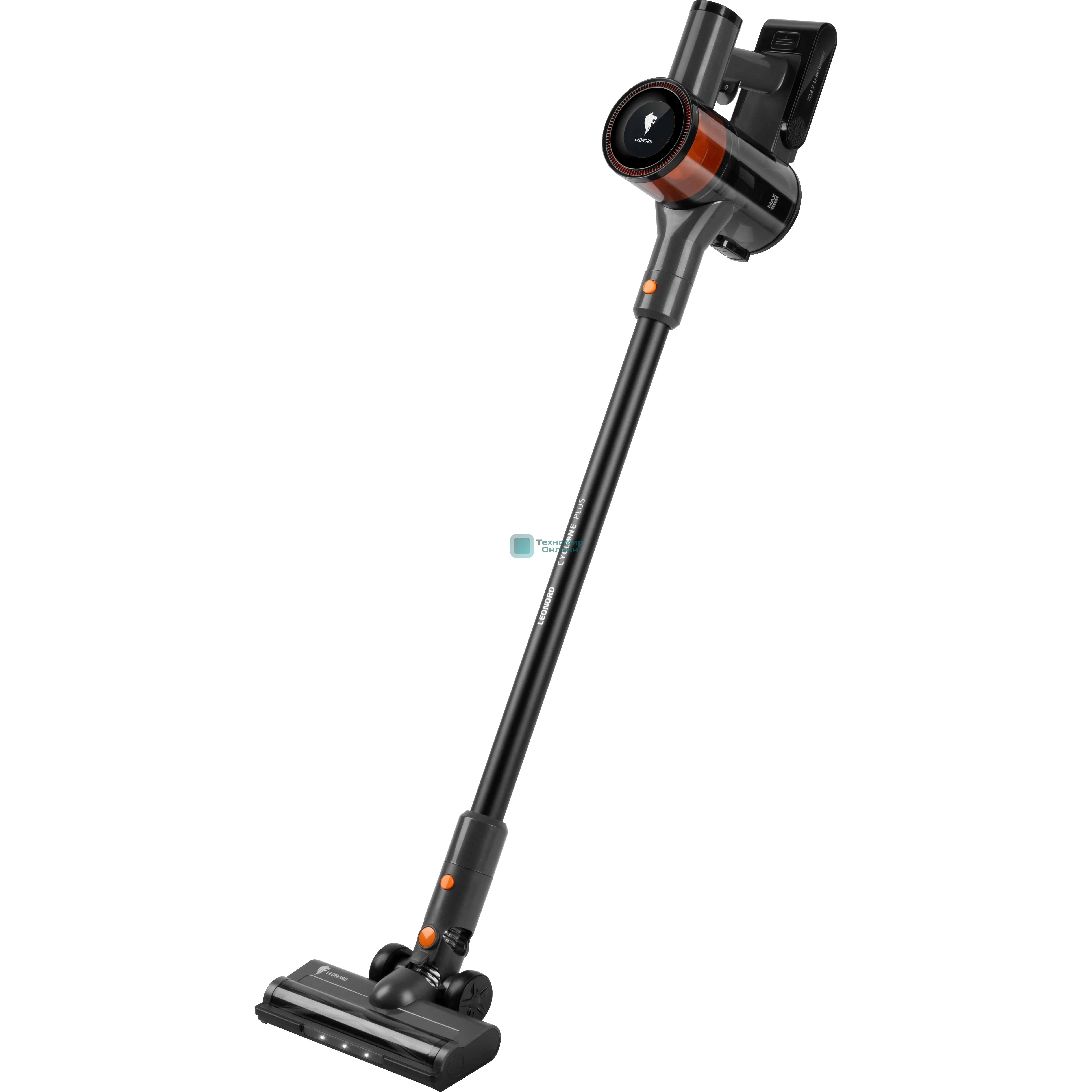 Пылесос вертикальный Leonord LE-1415 DC черный, питание от аккумулятора, 230 Вт, уборка сухая, пылесборник 0,5 л