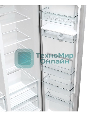 Холодильник Gorenje NRR9185EAXLWD серебристый двухкамерный 353/191л морозилка снизу, No Frost, Side by Side