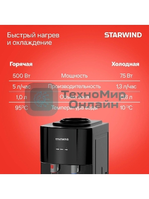 Кулер Starwind SW-1113EB напольный, электронный, черный
