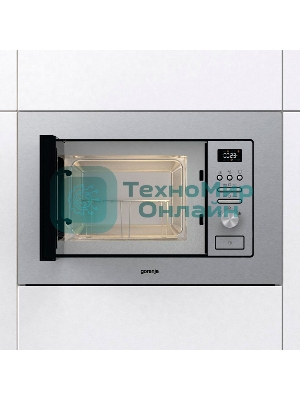 Встраиваемая микроволновая печь Gorenje BM201AG1X нержавеющая сталь, 20 л, 800 Вт, переключатели - поворотный механизм/кнопки