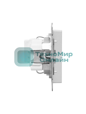 Механизм розетки EKF UP1-SOA-111 16А, с заземлением, со шторками, алюминий Эпика