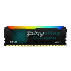 Оперативная память Kingston Fury Beast, DDR4, 16GB (1x16GB), 3600MHz, CL18, DIMM, с радиатором, RGB, черный
